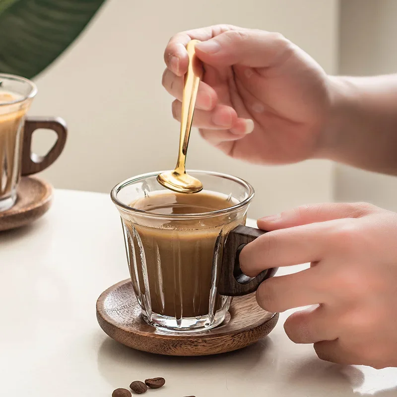 Creative Transparent Glass Walnut Coffee Cup and Saucer set  American Coffee Extraction Concentrate Cup High-end Household Mug