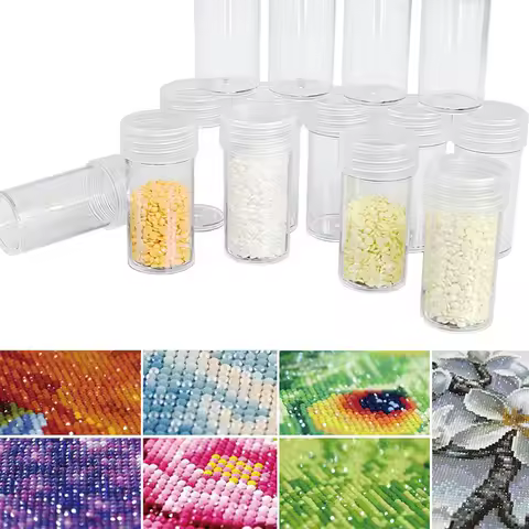 Diamond Art Storage Container with Lid &amp; Stickers Diamond Painting Storage Box for DIY Craft Accessories Jewellery Small Items