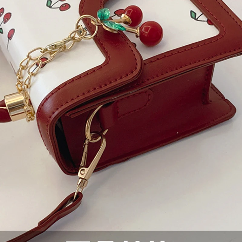 Süße Umhängetasche Mode Kirsche Drucken Top-Griff Damen Luxus Quadratische Schulter Tasche Frauen Hohe Qualität Sling Geldbörse – Detail 25