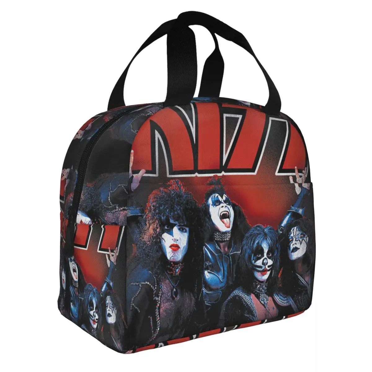 Kiss Metal Kings Lunch Bento Bags Portable Aluminum Foil thickened Thermal Cloth Lunch Bag for Women Men Boy