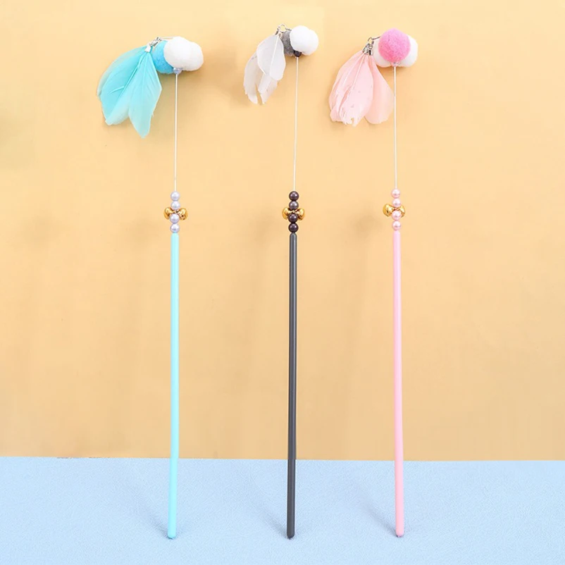 Multi style fun long handled feather cat teasing stick cat interactive puzzle entertainment product