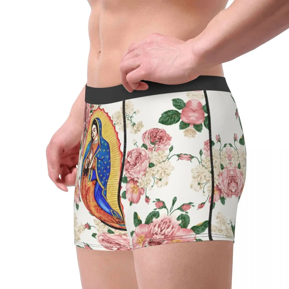 Funny Virgin Of Guadalupe Boxers Shorts Panties Male Underpants Stretch Mexico Catholic Virgin Mary Briefs Underwear