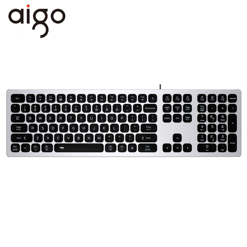 Aigo V800 Wired Keyboard Laptop Low Noise RGB Lighting Lightweight Ultra Thin Chocolate Keyboards Dual System for Mac Windows