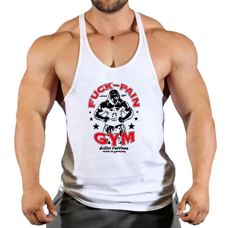 Brand Vest Muscle Fashion Gym Mens Back Tank Top Sleeveless Stringer Clothing Bodybuilding Singlets Fitness Workout Sport Shirt