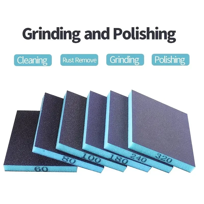 5/6 Washable and reusable wet and dry sanding sponges, coarse and fine sanding blocks - 60/80/100/180/240/320 grit