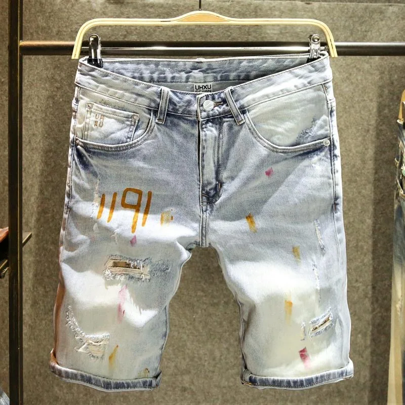 

New Summer Fashion Trend Retro Straight-Leg Sports Denim Shorts Men's Casual Loose Comfortable Breathable High-Quality Jeans
