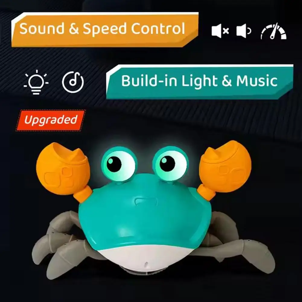 Auto Avoidance Rechargeable Crab Octopus Robot Toy - Adjustable Speed, Sensor with Lights & Sounds, Interactive Kids Gif