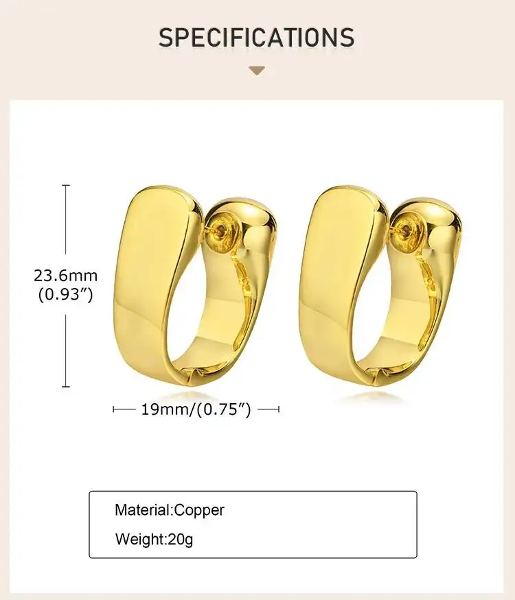 Vnox 1 Paar geometrische Ohrringe mit Herzkreis-Motiv für Damen, goldfarbener, wasserdichter, klobiger Ohrring aus Edelstahl, trendiges Schmuckgeschenk – Detail 3