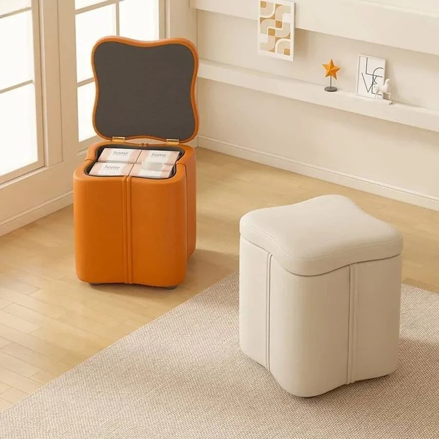 Dressing Stools Armless Leatherwear Entryway Chairs Carrying Storage Stools Makeup Room Footrest Vanity Stool for Living Room