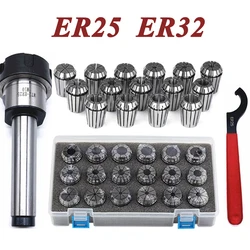 ER25 ER32 Spring Clamps MT4 MT3 MT2 ER25 M12 1PCS ER25 Wrench 1PCS Collet Chuck Morse Holder Cone For CNC Milling Lathe tool