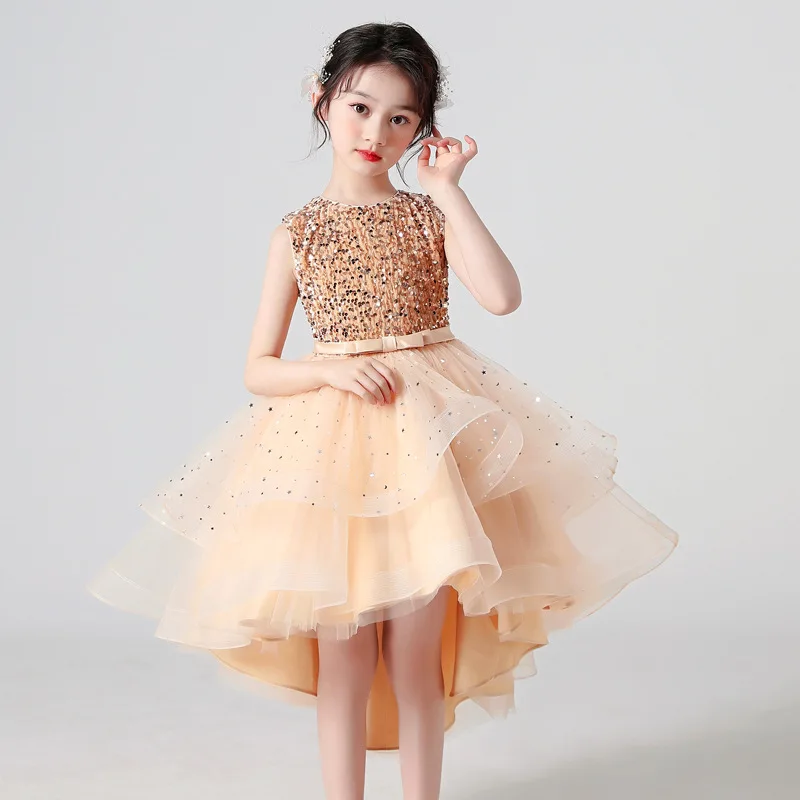 Flower Girl Dresses for Wedding White Champagne Red Pink Child Gala Evening Formal Luxury Birthday Puffy Irregular Elegant Dress