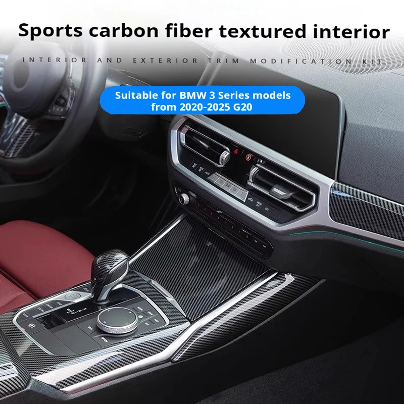 

Car ABS Carbon Fiber Car gear panel Cover Interior Kit Trim For BMW 3 Series 4 Series G20 G21 G22 2020-2025 Stickers Accessoires