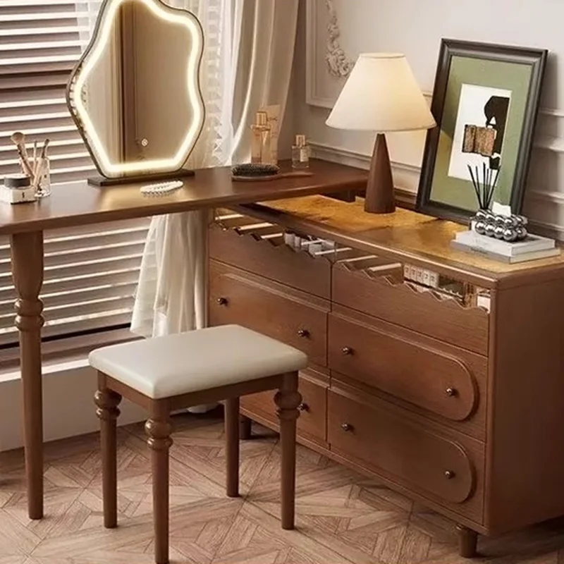 Vintage Bedside Dressing Table Mid Century Coffee Mirror Dressing Table Drawers Cosmetics Wood Mesa De Maquillaje Home Furniture