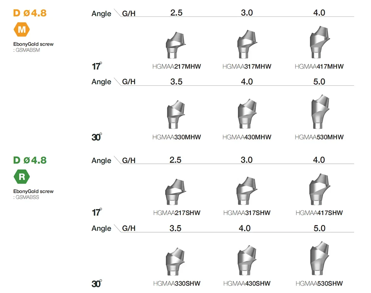 17º 30º angled multi unit abutment titanium angular abutment compatible with Hiossen Osstem TS