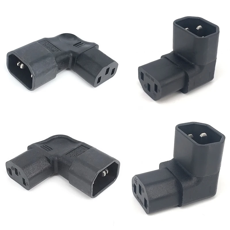 10A IEC 320 C14 Male to C13 Female 90 Degree Up & Down Angled Power Converter Plug, LCD LED Wall Mount TV AC Connector