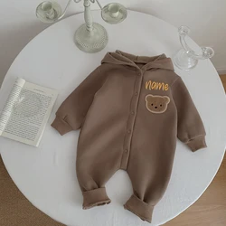 Customized Bear Jumpsuit With Name, Thickened  Plush Autumn And Winter Gift Essential Climbing Suit Personalized Embroidery Gift