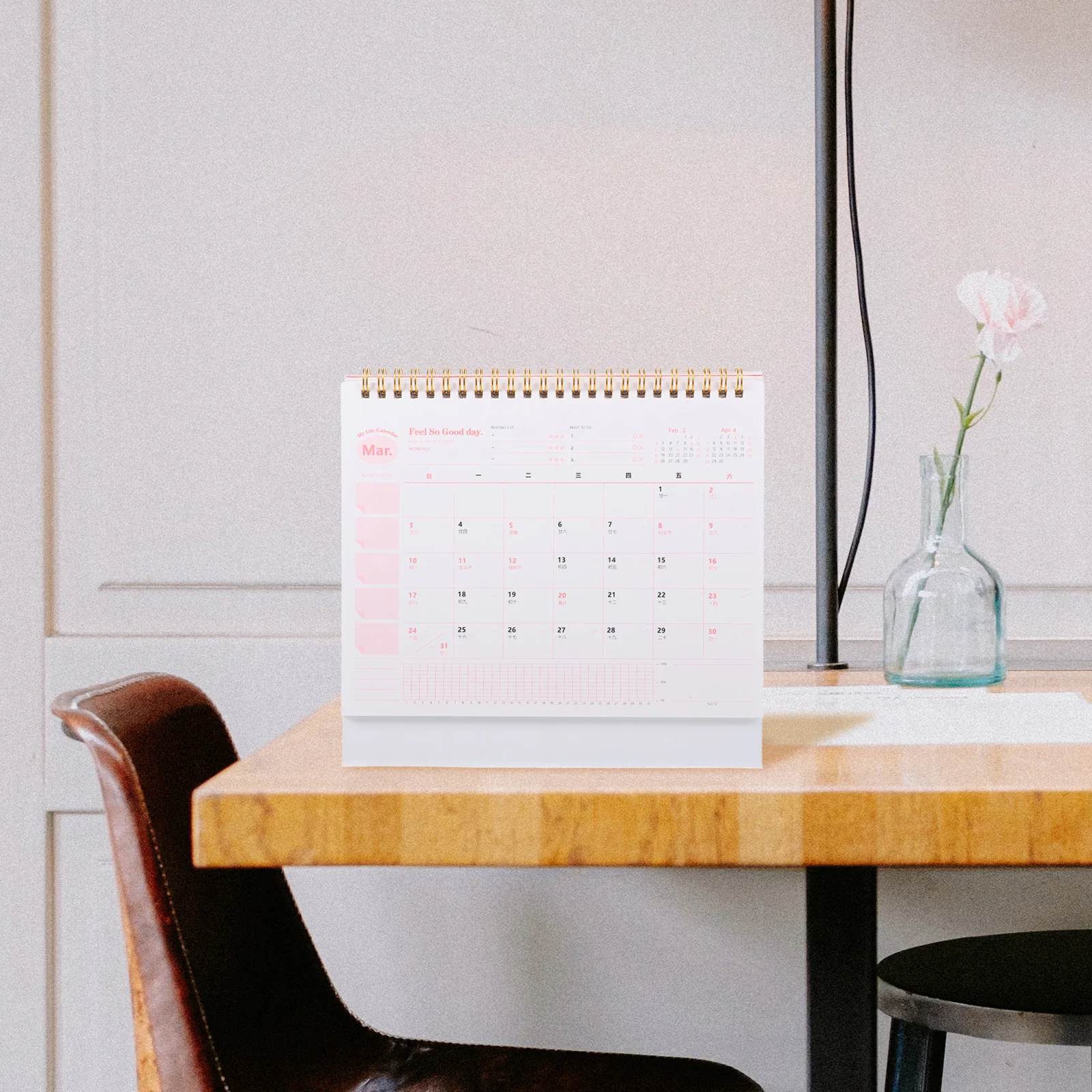

2024 Desktop Calendar Flip for Desk Thick Paper Office Supply Home Furnishing Decor Simple Mini Whiteboard Compact Size Monthly
