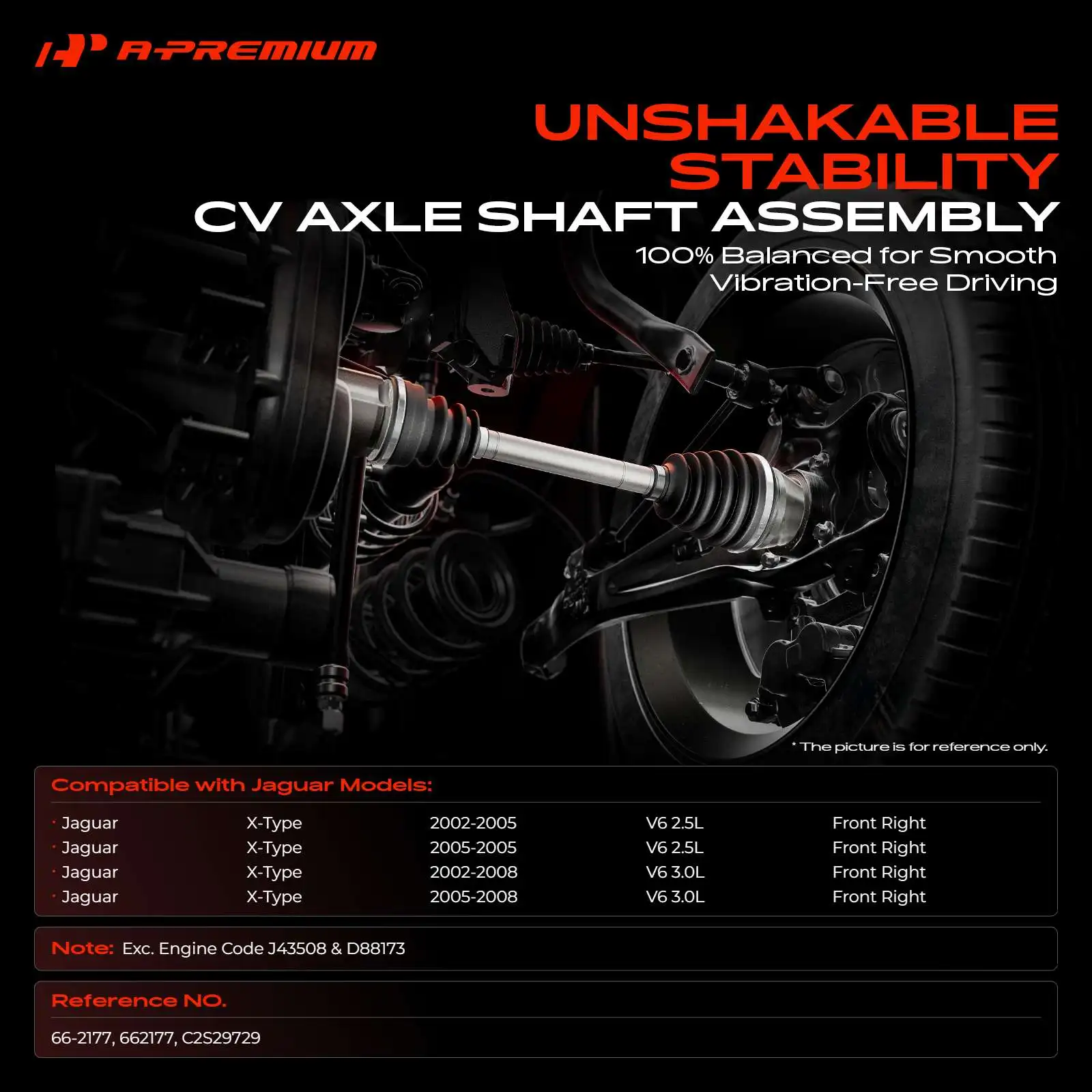 A-Premium Front Passenger Side CV Axle Assembly for Jaguar X-Type 2002-2008 - view 2