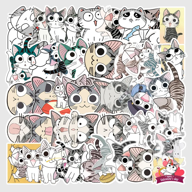53pcs Cartoon Anime Cute Cat Stickers Creative Chi's Sweet Home Luggage Car Notebook Kids Sticker Set