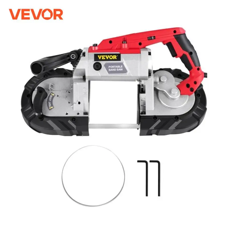 VEVOR Portable BandSaw 5Inch Cutting Capacity Cordless Variable Speed 10Amp Motor Deep Cut Bandsaw for Metal Wood Pipes Rebar