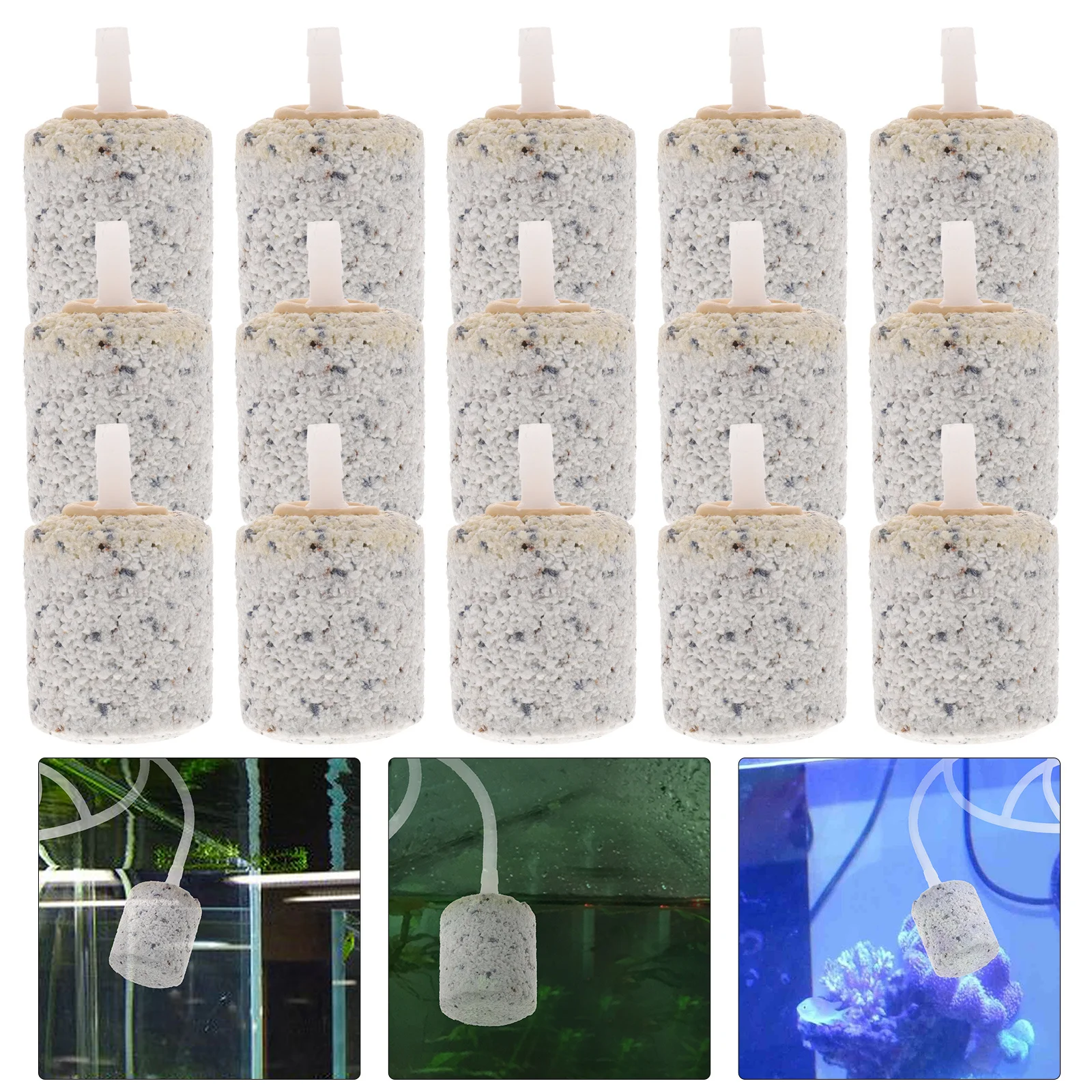 

15Pcs Aquarium Air Stones Fish Tank Bubble Diffuser Cylinders Oxygen Pump Accessories Regulator Aquarium Fish Tank Bubble Stones