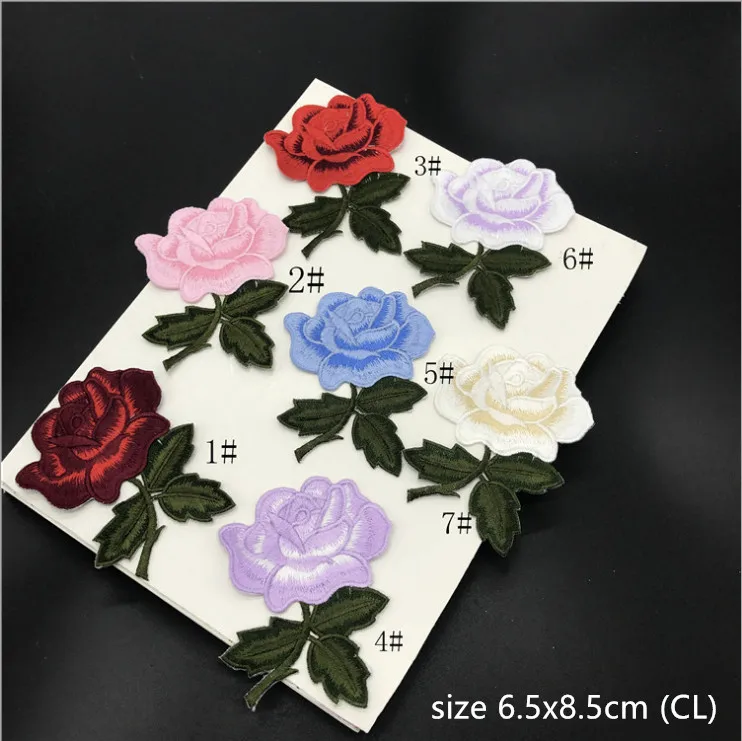 New Arrival 20 Pcs Rose Flowers Embroidered Patch Iron On Jeans Coat Tshirt Bag Dress Decor Repair Motif Accessory DIY