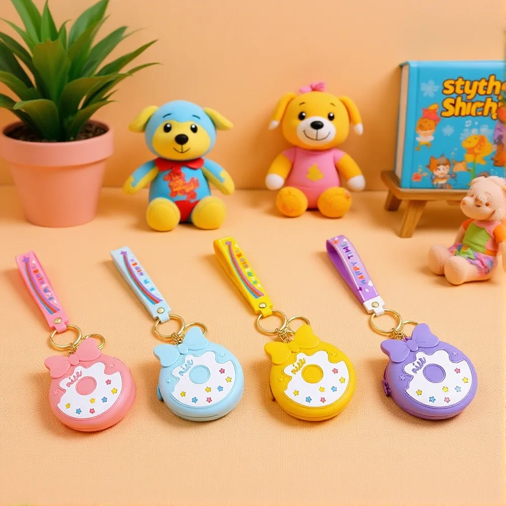 

Cute Sweet Bow Donut Keychain Silicone Wallet Coin Purse Kawaii Kids Coin Bag Portable Data Cable Earphone Organizer Key Pouch