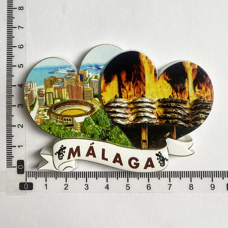 

Malaga, Spain World Cultural Tourism Refrigerator Stickers, Kitchen Home Decorations, 3D Stereoscopic Magnetics