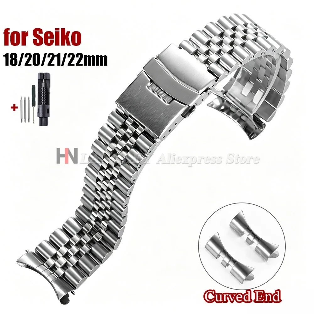 Solid Stainless Steel Watch Strap for Seiko 5 SKX009/007 for Jubilee for Oyster CurvedEnd Watch Bracelet 18/20/21/22mm Watchband