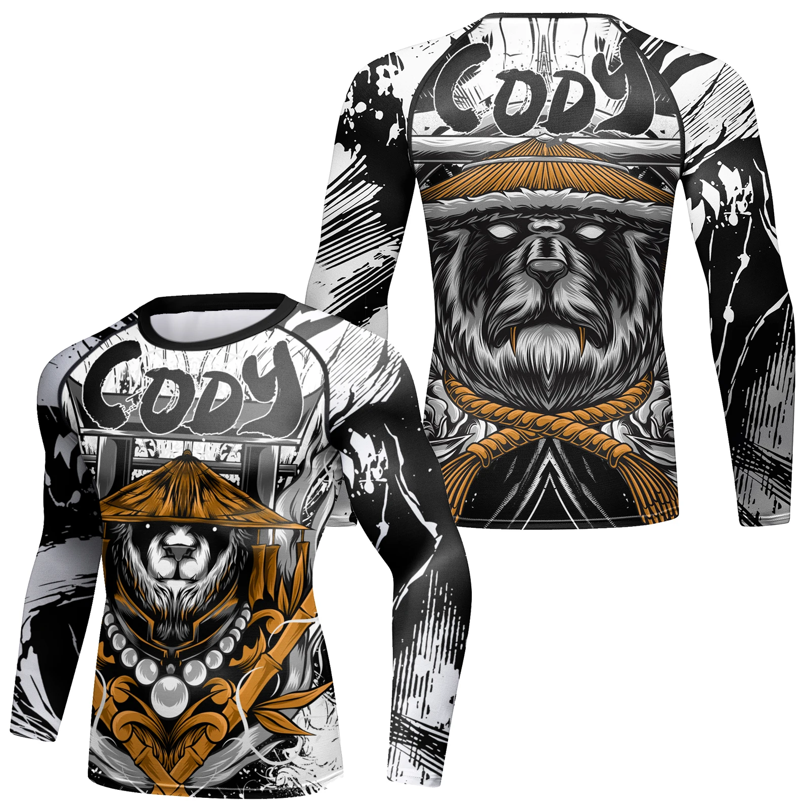 Codylundin design bjj rash guard athletic long sleeve muay thai jersey for men anime cosplay top base layer sportswear t-shirts