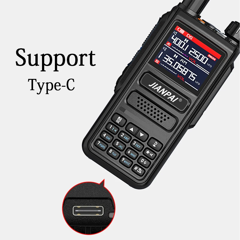 JIANPAI 8810 Walkie Talkie Full Frequency Band IP67 Waterproof Two Way Radios Suport Type-C Charging FM Radio SOS AM MDC1200