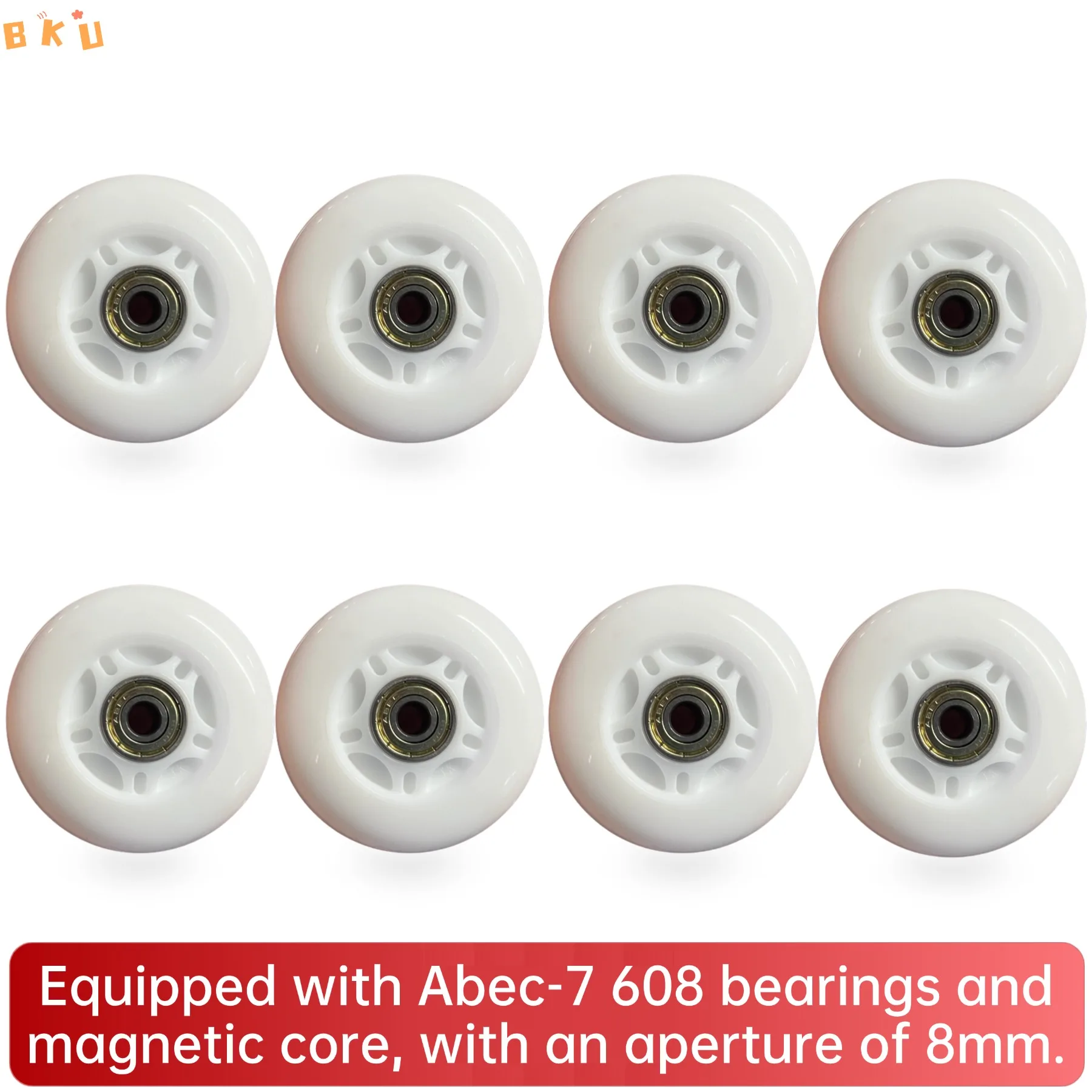 

BKU 72mm Outdoor Inline Hockey Skate Wheels，Light-up PU Wheels - Quiet, Durable, for Inline Skates & Scooters