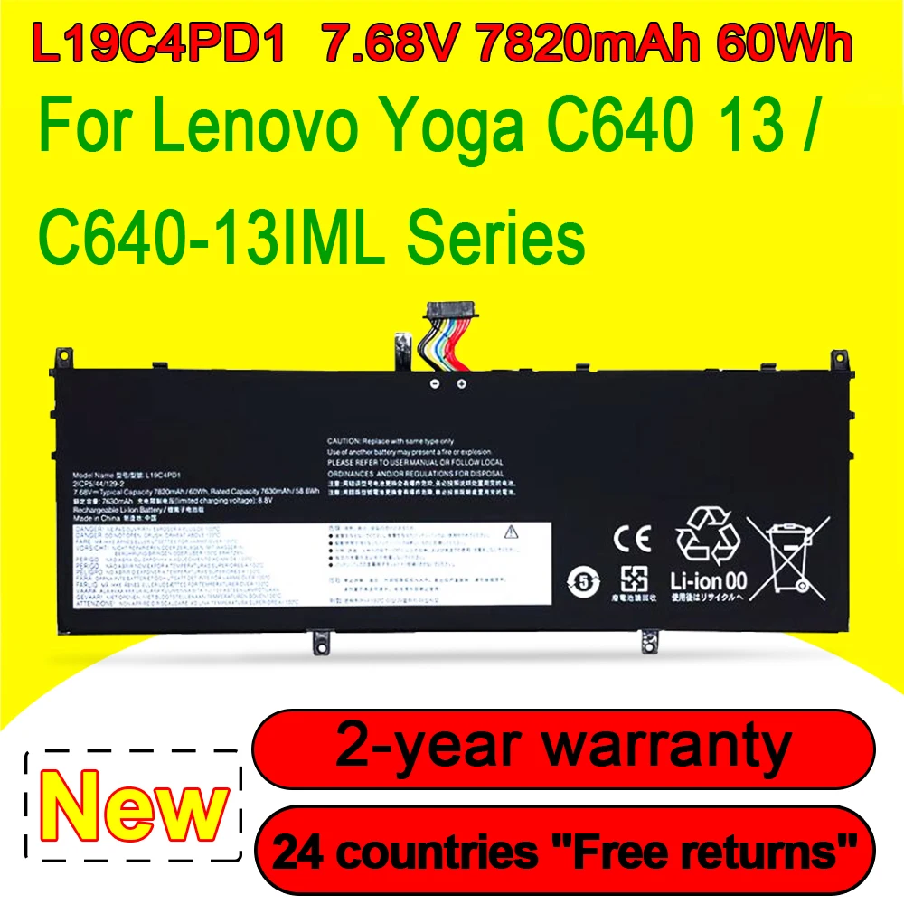L19D4PD1 L19C4PD1 60WH Laptop Battery For Lenovo ideapad Yoga 6-13ARE05 6-13ALC6 Yoga C640-13IML LTE Series L19M4PD1
