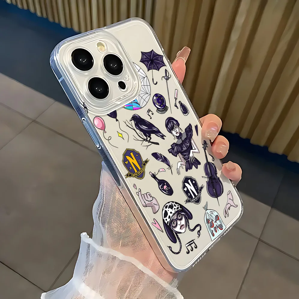 New Wednesday Addam Phone Case For iPhone 17 16 16e 15 14 13 12 11 Mini Pro Max X XR XSMax 7 8 Air Plus Transparent Back Cover