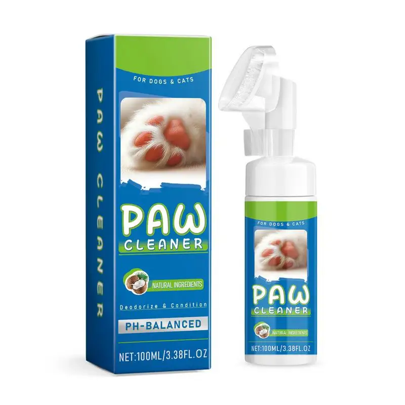 Pet Feet Cleaning Foam 100ml No Rinse Foaming Cleanser Muddy Paw Cleaner Pet Foot Cleaning Foam Gentle Foaming Paw Cleanser Cat