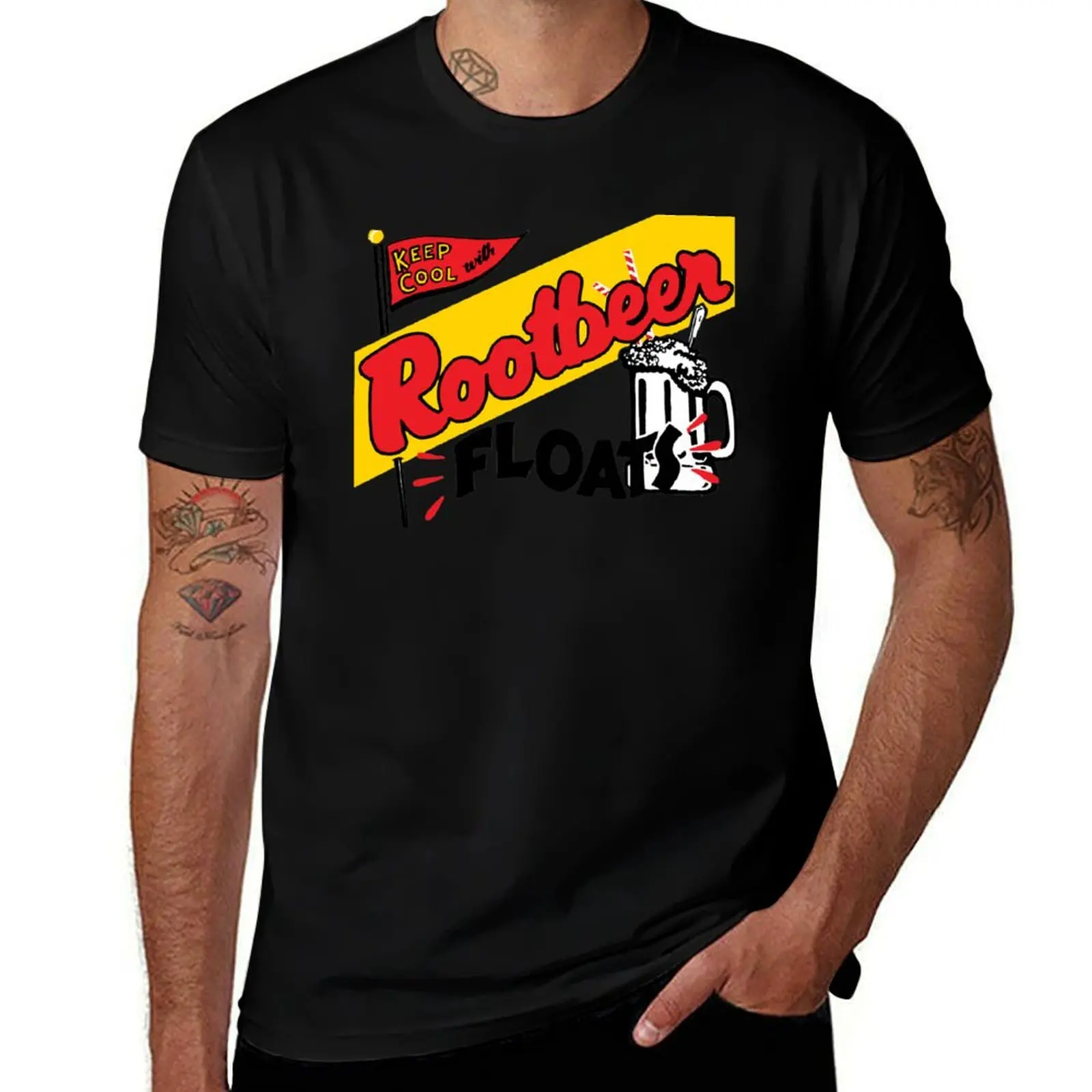 Retro Rootbeer Float Sign T-Shirt Casual Trendy Short Sleeve T-Shirt