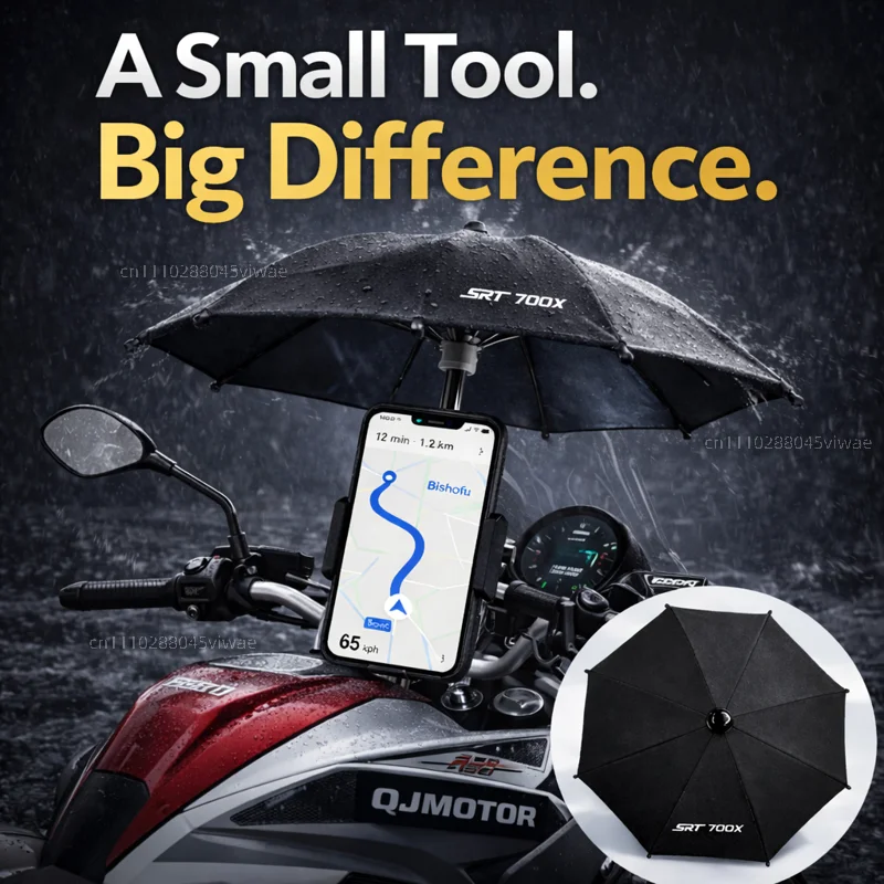 

For QJ Motor SRT 700X Motorcycle Phone Umbrella Holder Waterproof Sunshade Anti Glare Rainproof Handlebar GPS Mount