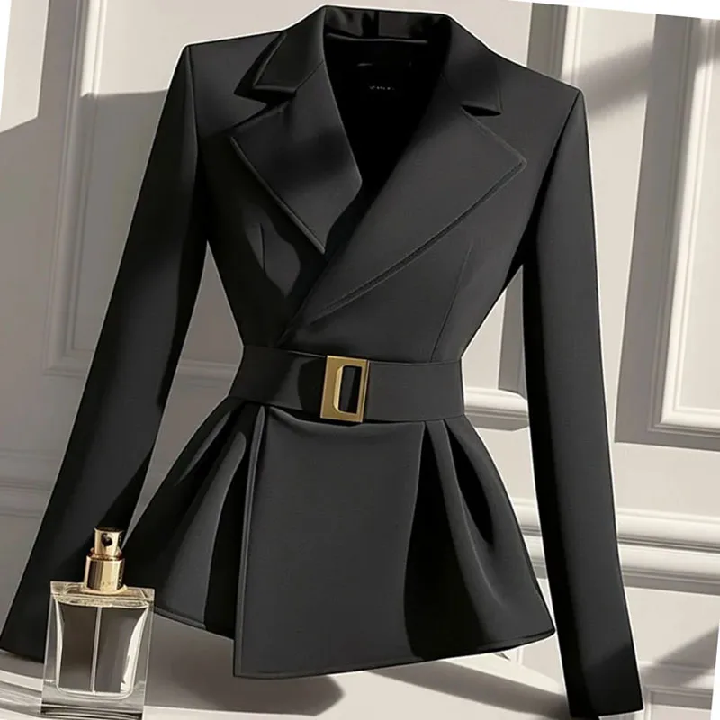 Spring And Autumn 2025 New Black Suit Jacket Temperament Celebrity Design Sense High-Grade Short Windbreaker Coat Jacket Woman