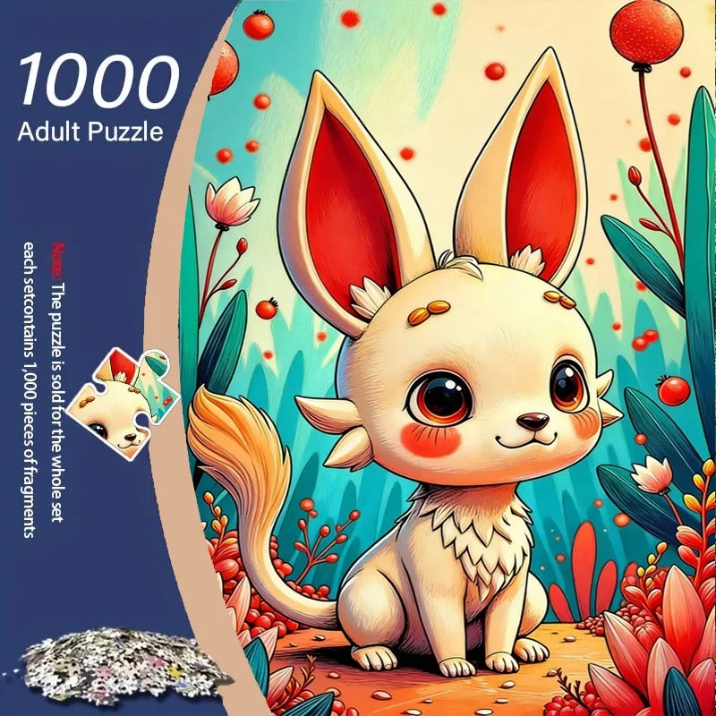 1000 stuks schattige Chibi dierenpuzzel |   27,55 x 19,69 inch kartonnen puzzel, stressverlichtend en educatief voor koppels, familie,