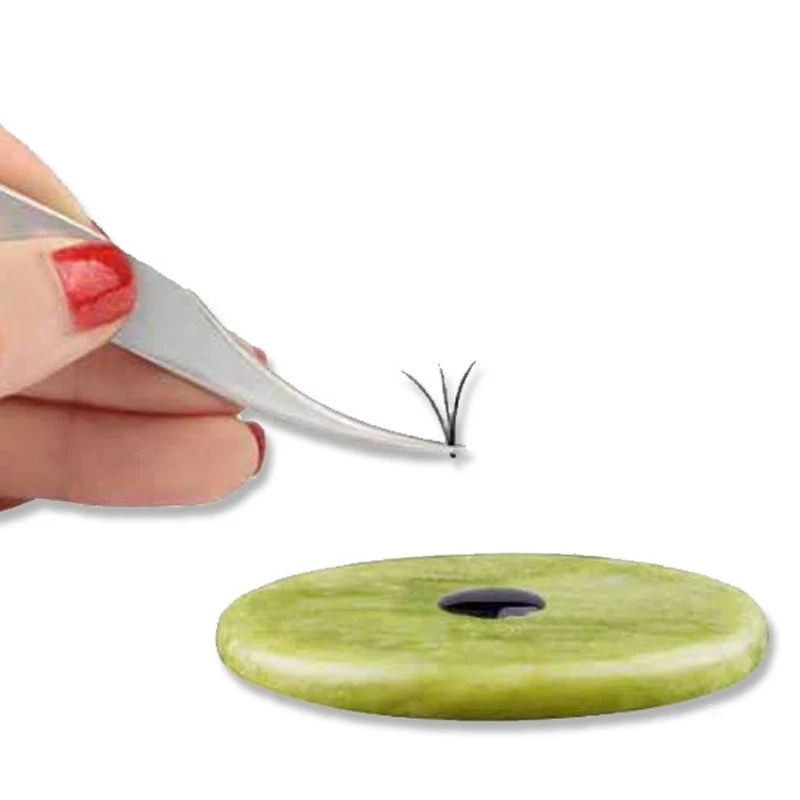 Runde Wimpern Kleber Kleber Palette Jade Stein Schwarz/Grün Lash Pfropfen Dichtung Wimpern Verlängerung Werkzeug Make-up Schönheit werkzeuge