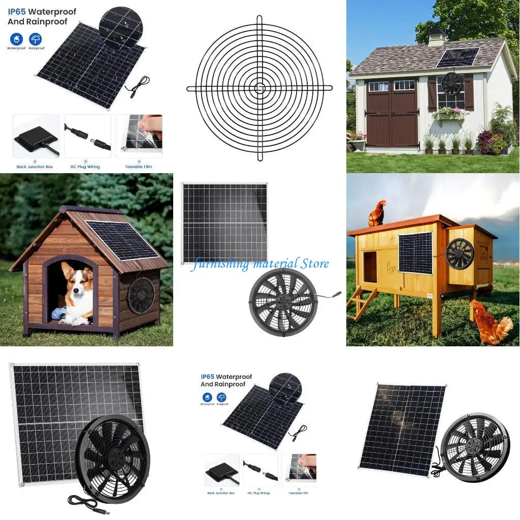 

Y5GD Solar Powered 9.8 Inch Air Exhauster for Poultry Houses Pet Areas Efficient Air with Detachable Components