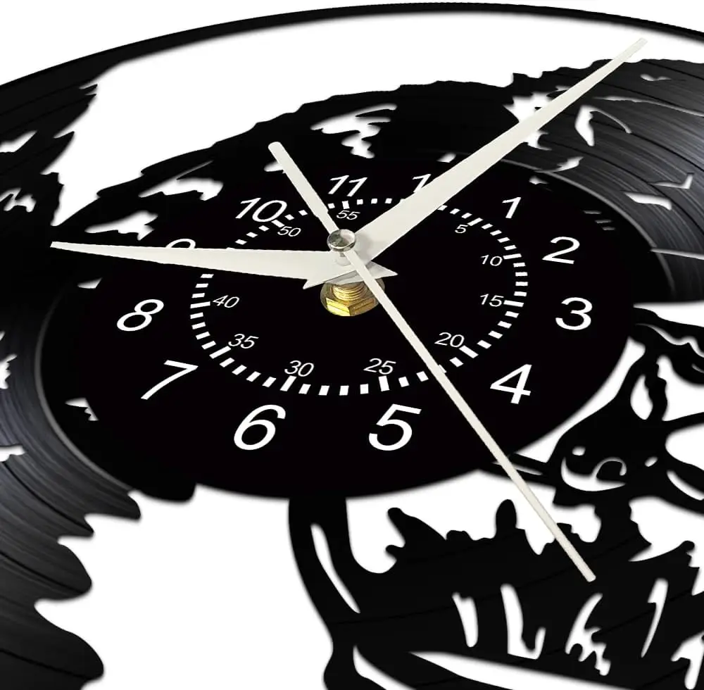 Black Cat Fish Tank Fishing Vinyl Record Wall Clock Silent Quartz Modern Home Decoration Wall Clock Living Room Bedroom Watch