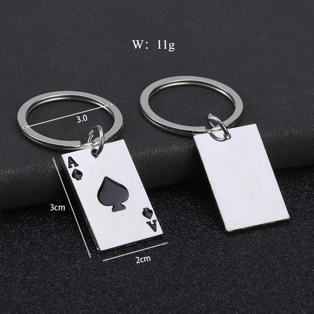 Modische Spielkarten-Schlüsselanhänger Vintage Metall Kreative Texas Poker Spiel Anhänger Schlüsselring für Männer Rucksack Auto Zubehör Geschenke – Detail 4