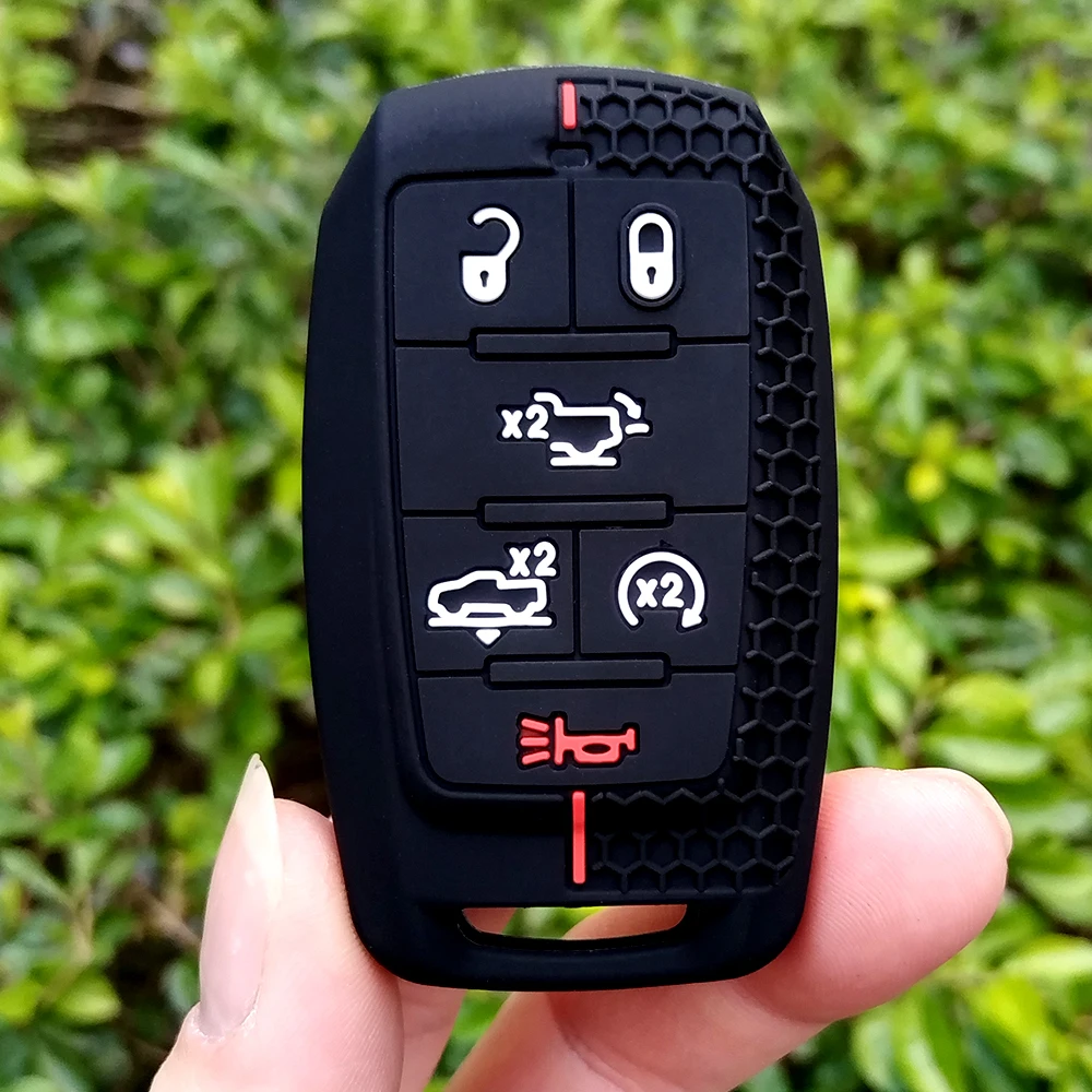 Funda para llave remota de 6 botones, carcasa para llavero para Dodge RAM1500 RAM2500 TRX RAM 1500, funda para llavero de silicona, piel 2021 2020