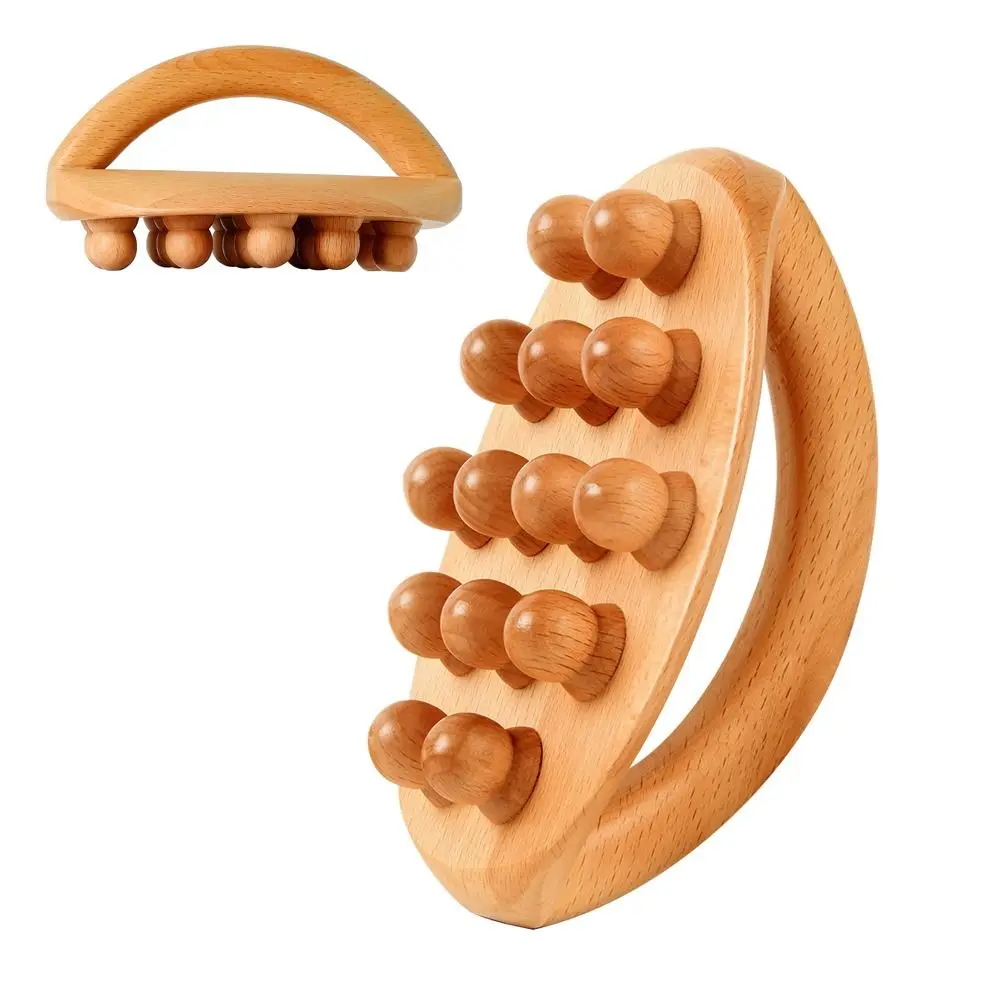 

14 Beads Wood Therapy Massage Tools Handheld Design Anti Cellulite Meridian Massager Body Scraping Tool Post-Workout
