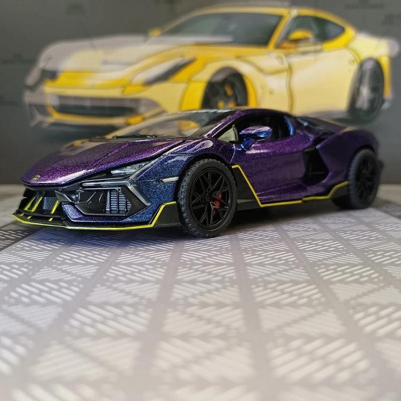 1:32 simulação Lamborghini Revuelto liga modelo de carro ornamento com portas que podem ser abertas, feedback de som e luz, presente de supercarro