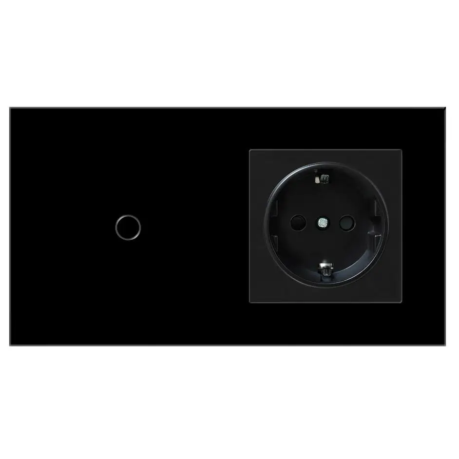 Cross-border European standard 157 touch switch socket tempered glass panel round box installation wall plug switch wholesale