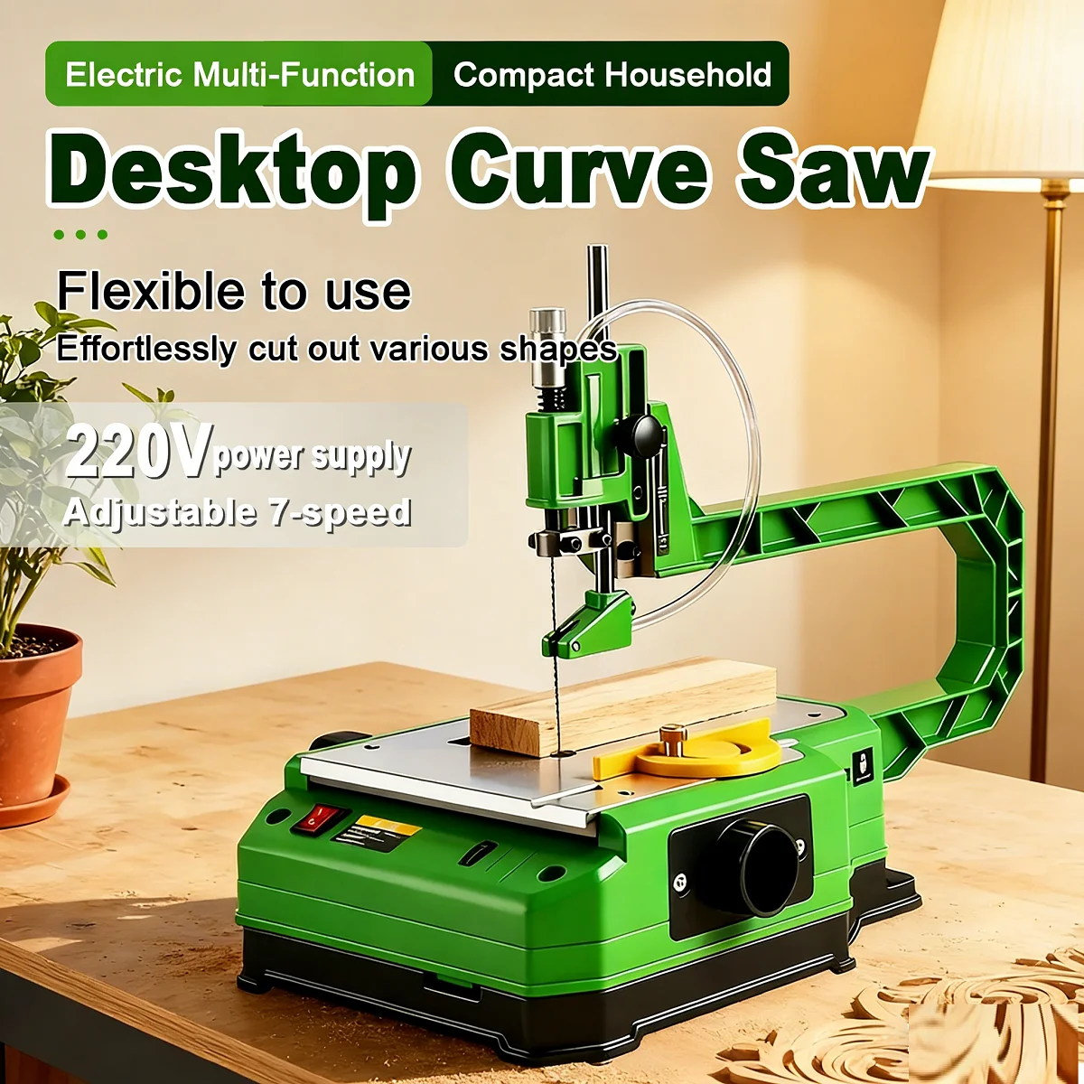 Desktop Electric Curve Saw Heavy Duty Desktop Curve Saw Electric Scroll Saw for Pattern Cutting Trimming and Smooth Woodworking