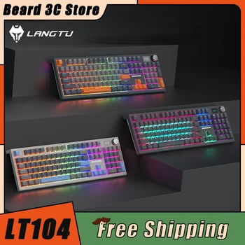 LANGTU LT104 기계식 키보드, 스마트 스크린, 다기능 노브, 트라이 모드, RGB 핫 스왑, 무선 게이밍 키보드, PC 게이머 사무실 