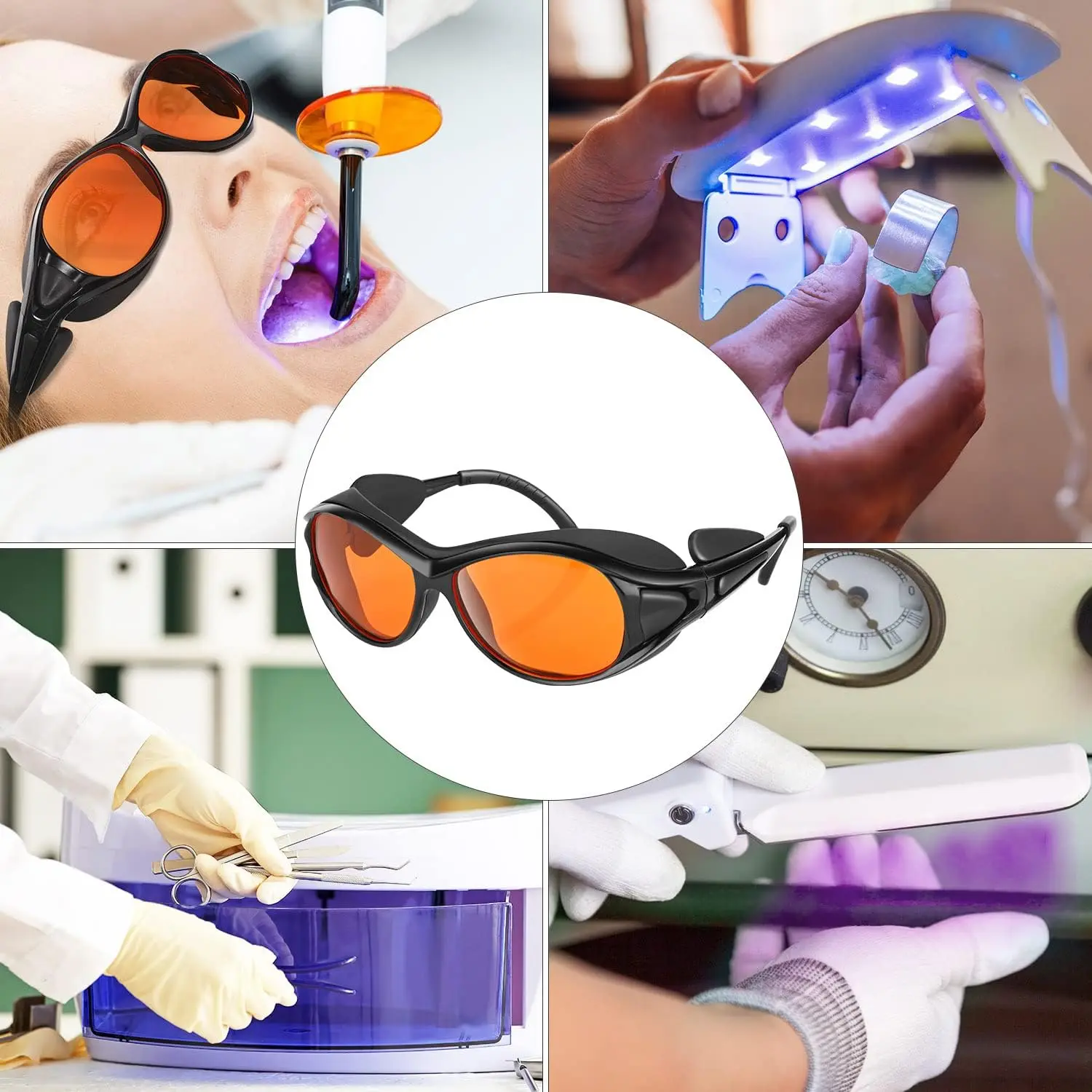 Safety Glasses for 90nm-490nm wavelength UV lamps, UVC protective glasses, blocking blue light , Anti-Fatigue Anti Glare